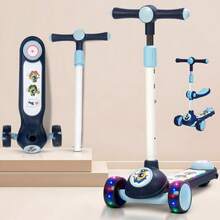 XCJump Kids Scooter – 3 Wheel Scooter For Kids With Adjustable Handlebar, LED Light-Up Wheels, Music, Wide Anti-Slip Deck & Safety Rear Brake, Durable Design For Ages 3-12