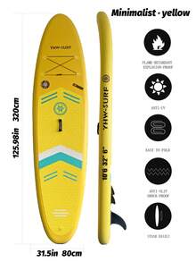YHW-SURF 1 Set Yellow Inflatable Stand Up Paddle Board, Includes Full Accessories: Hand Pump, Detachable Paddle, Leash, Backpack, Removable Fin And Repair Kit