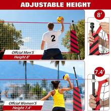 Sistema de red de voleibol - Rojo - Ver 3