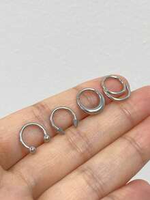 DAILI 3件套/8件套 16G 马蹄形鼻中隔环 医用钢鼻穿饰品 鼻中隔马蹄形耳环 眉钉 耳骨钉 唇钉 环球和尖钉 6-12mm - 馬蹄形隔膜鼻環 - 查看 13