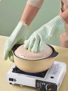 قفازات مقاومة للحرارة بطبعة قلب، قفازات سيليكون سميكة للمطبخ والفرن، قفازات مقاومة للحرارة العالية مضادة للانزلاق لفرن الميكروويف، قطعة واحدة