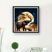 1pc Frameless 5D DIY Diamond Painting Kit, Elephant Diamond Painting, Creative Art Project For Home Wall Decor, Holiday Party Decoration, Artistic Home & Office Decor, Vivid Wall Art, Handmade Gift For Friends, Birthday, Christmas, Halloween, Thanksgiving