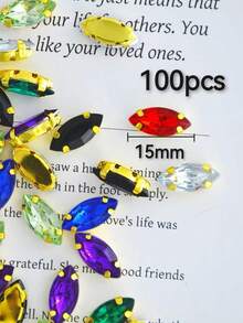 100 piezas de cuentas de ojo de gato de vidrio de 5x10mm, multicolor, para accesorios de costura de garra DIY