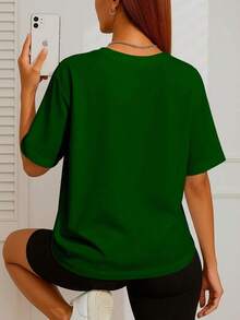 Women's Basic Duck Training T-Shirt Cotton Shirt - Green - View 3