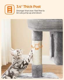 Feandrea Cat Tree, 33.1-Inch Cat Tower, L, Cat Condo For Large Cats Up To 16 Lb, Large Cat Perch, 2 Cat Caves, Scratching Post, - 淺灰色 - 查看 7