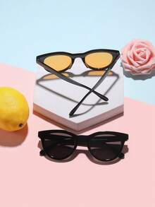 2 piezas Gafas de moda con marco redondo de acrílico para adolescentes de 12 a 16 años, adecuadas para salidas de vacaciones y vestimenta festiva. - Multicolor - Ver 4