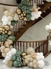 180pcs White Green Beige Balloon Garland Arch Kit Kids Boy Baby Jungle Birthday Supplies Wedding Bridal Shower Decoration Baptism - As Picture - View 2