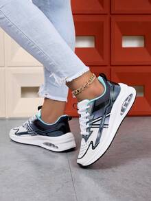 Zapatillas deportivas minimalistas, ligeras y versátiles de mujer con estilo coreano casual, con cojín de aire, malla transpirable y cómoda, con cordones