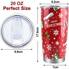 Termos para Cafe de Acero Inoxidable 590ml/20oz con Doble Pared – Antiderrames con Tapa – Ideal para Escuela, Oficina, Viaje – Regalo de Navidad para Hombres y Mujeres (Gorro navideño) - Grano de Madera - Ver 6