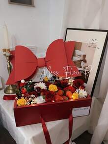 1PC Elegant Folding Flower Boxes With Transparent PVC Folding And Bow,New Year Gift Box,Fruit Boxes And Flower Boxes,Anniversaries Wedding Decorations,Wedding Gifts For Guests,Valentine'S Day Gift - Multicolor - View 4