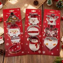 6/3pcs Stainless Steel Christmas Cookie Cutter Set - Christmas Tree, Snowflake, Snowman, Gingerbread Man, Gingerbread Girl, Mitten, Silver - For Baking
