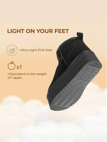 Women's Fuzzy Boot 1.97 Inch Classic Platform Snow Boots Genuine Suede Leather, Ankle-Height, Memory Foam Insole, Lightweight Anti-Slip Outsole For Indoor And Outdoor Wear Halloween Christmas Holiday Festive Winter Black Boots - 黑色 - 查看 6