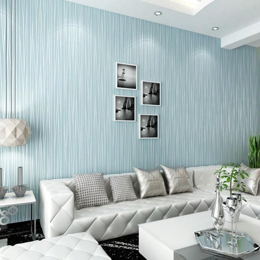 Rolo de Papel de Parede Moderno e Fashion em Tecido Não Tecido, Veludo Clássico com Listras Sólidas (Adequado para Sala de Estar e Quarto)