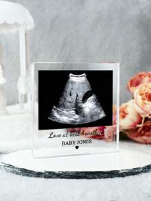 1pc Customized Acrylic Ultrasound Photo Desktop Display, Pregnancy Scan Photo Frame, Baby Scan, Newborn Gift, Grandparent Gift, Pregnancy Ultrasound Scan Print, Pregnancy Announcement (10*10*1cm/1pc) - Multicolor - View 4