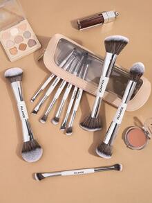 MAANGE Bộ cọ trang điểm chuyên nghiệp hai đầu 6 món/10 món, kèm túi đựng và bông mút trang điểm. Gồm cọ tán kem nền, cọ tạo khối, cọ má hồng, cọ phấn phủ, cọ tán phấn mắt, cọ kẻ mắt, cọ kẻ lông mày, cọ che khuyết điểm, cọ highlight, cọ chi tiết và cọ pha trộn. Lông cọ mềm mại, nhỏ gọn tiện mang theo khi đi du lịch, là món quà lý tưởng cho phụ nữ và các bạn gái. Bộ cọ trang điểm này bao gồm nhiều dụng cụ trang điểm, bộ trang điểm, bộ cọ trang điểm, bộ quà tặng trang điểm, v.v. - trắng - Xem 5