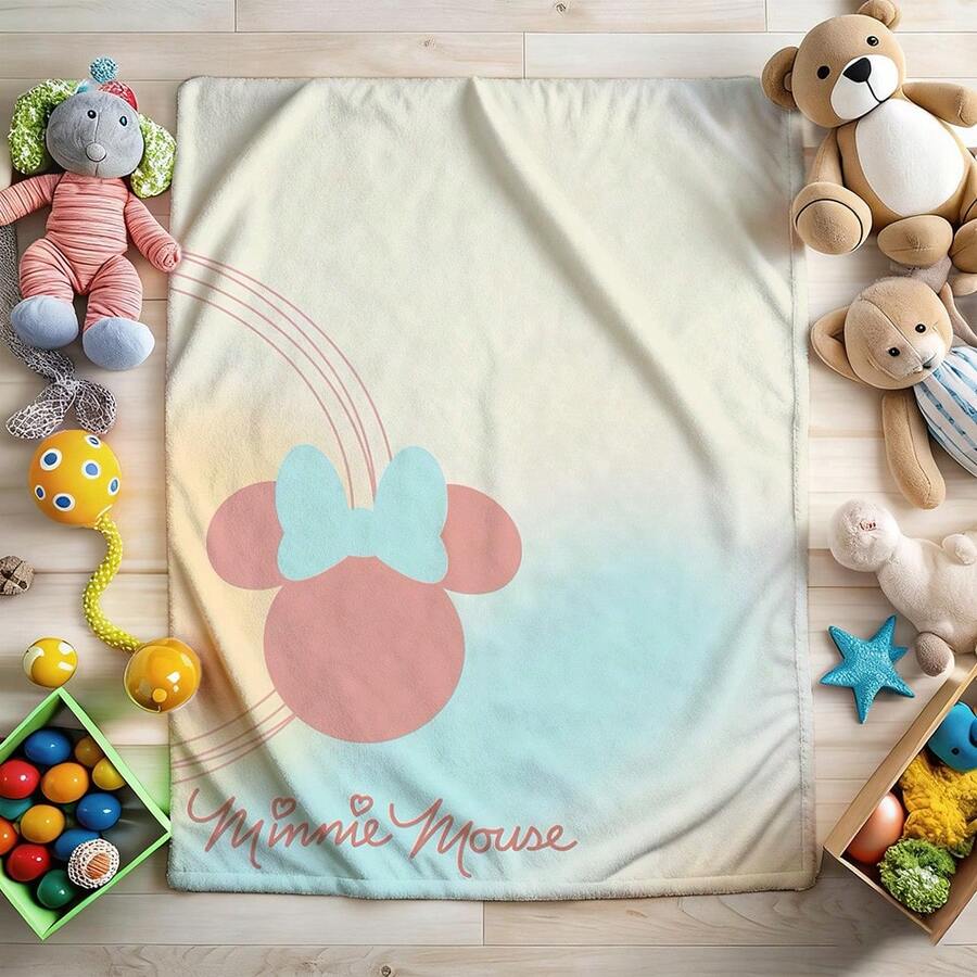 1pc D-Isney Minnie Mouse Cartoon Blanket,Cute Cartoon Blanket,Cartoon Blanket Fluffy,Camping Blanket,Christmas Present Modern Fashion Gift Suitable For Home Bedroom Bed Sofa Office Lunch Break Cover Picnic Blanket - Multicolor - View 1
