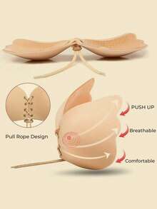 1/2 Pcs Self-Adhesive Invisible Bra, Seamless Lace-Up Lift Bra, Strapless, Bridal Style Lift Bra, For Casual & Comfortable Look - Multicolor - View 5