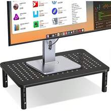 Soporte para Monitor y Laptop Ajustable para Escritorio, 3 Alturas, Metal Negro - Negro - Ver 1