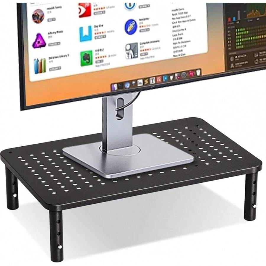Soporte para Monitor y Laptop Ajustable para Escritorio, 3 Alturas, Metal Negro - Negro - Ver 1
