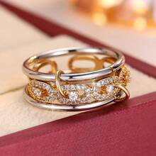 Chic Ring Multi Layer + Pin Design Paved Shining Zirconia Just Pick A Color U Prefer Match Daily Outfits Party Accessory