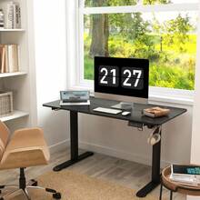Vinsetto Electric Sit-Stand Desk With Anti-Collision And Overheating Protection, Storage Options, 140x70x72-116cm, Support Plate, Black - 1 - 查看 2