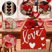 1/108 peças Slogan do Dia dos Namorados, Coração, Floral, Padrão Xadrez, Bandeira de Decoração de Mesa Impressa Digitalmente - 100% Poliéster, Decoração Sazonal para Casa, Cozinha e Sala de Jantar, Vários Tamanhos, Decoração Durável com Tema do Dia dos Namorados, Adequada para Reuniões Familiares, Festas e Celebrações de Feriados