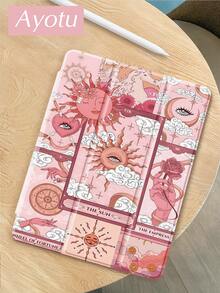 1 Pc Pink Tarot Card Pattern Tablet Case & Kindle E-Book Case Compatible With 10th Generation, 10.2/Mini6/Mini7/9.7 Inches, Compatible With Samsung Galaxy Tab A9 Plus, Kindle (11th Generation-2024 Release)(6 Inch), Kindle Paperwhite 12th Gen 2024, Great Holiday Gift, Stylish And Simple Pattern. - Multicolor - View 4