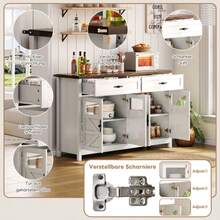 Credenza da pranzo con spazio di archiviazione, buffet lungo 140 cm con 4 ante e 2 cassetti grandi, credenza da pranzo con bancone bar in stile contemporaneo, bianco