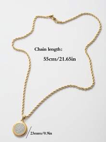 1pc Stainless Steel Necklace For Men Fashion Patterned Pendant Necklace With Rope Chain Vintage Accessories - Necklace - View 5