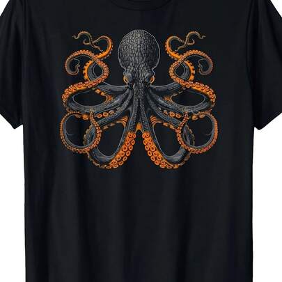 Camiseta de Pulpo para Hombre Camiseta de Inspiración Retro T-Shirt220g