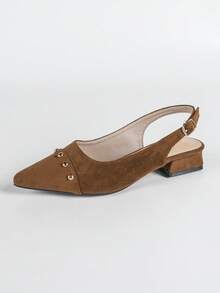 Women's Fashion Summer New Fairy Style Pointed Toe Elegant Dress Shoes, Sexy Versatile Comfortable French Style Backless Slip-On Flats - Brown - View 6