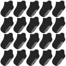 12 paires de chaussettes antidérapantes pour bébé et enfant, chaussettes de préhension pour garçons et filles de 0 à 7 ans, confortables et respirantes, résistantes à l'usure à faible coût, chaussettes pour tout-petits, chaussettes de sport, chaussettes pour garçons, chaussettes pour filles, matériau antidérapant - Noir - Voir 27