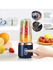 Mini USB Rechargeable Juicer - Cordless Fruit & Vegetable Blender - Blue - View 6