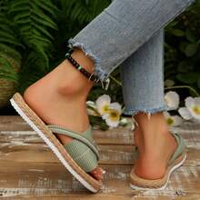 Womens Open Toe Thong Dressy Sandals Summer Beach Flip Flops Slide Shoes Flats Sandals For Women Outdoor Walking Travel - 綠色 - 查看 9
