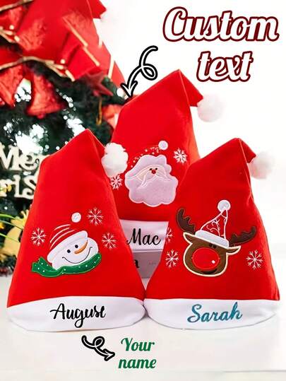 Personalized Custom Santa Hat - Red Christmas Hat With Santa's Name Customization, Lightweight Polyester Santa Hat For Adults, Christmas Party, Photo Shoots, Custom Holiday Gifts - Easy-To-Wear Personalized Name Hat, Funny Christmas Hat, Seasonal Celebration, Festive Design, Durable Stitching, Festive Headwear, Gift Seekers, Party Accessories, Highquality Stitching, Party Planners