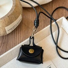 1pc Autumn/Winter Fashion Leather Coin Purse Earphone Holder Necklace, Versatile For Daily Commute And Outings