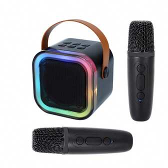 1套无线麦克风音箱套装全民K歌家用互动音响家庭聚会户外迷你便携式KTV唱歌多功能插卡外置音箱加插卡一键消除原音带呼吸灯