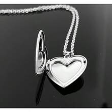 Collar Relicario para Fotos de Acero Inoxidable Corazón, Joyería para Regalo - Plateado - Ver 2