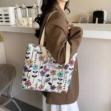 {Free Gift Of One Piece Of Jewelry} Small French-Style Floral Handbag For Women - Large Capacity Foldable Shoulder Bag For Shopping And Daily Use, Spacious Interior - 酒紅色 - 查看 4