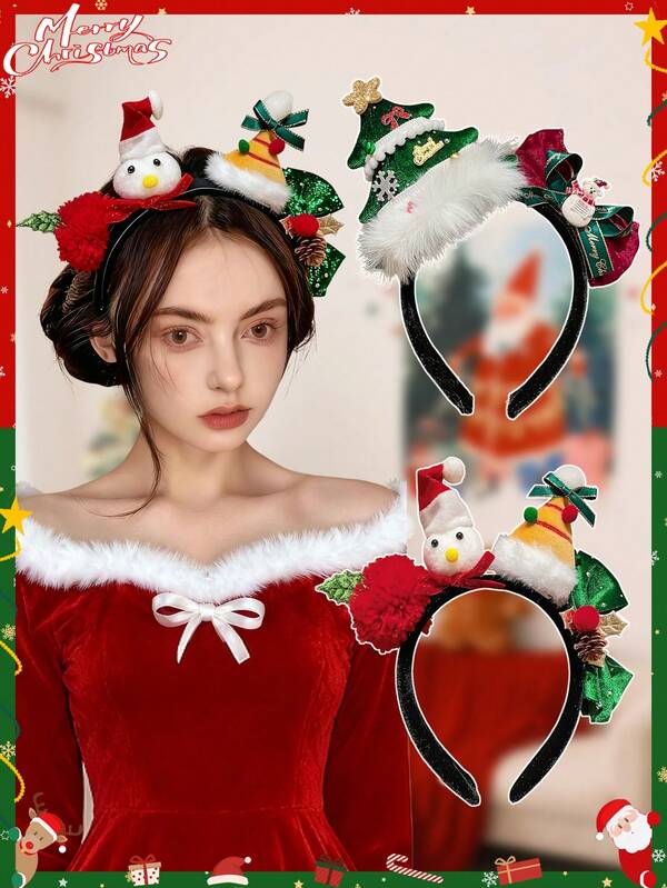 1pc Women's Christmas Bow Headband, Cute Style, 3D Headband, Female Hair Accessory, Christmas Costume Decor, Suitable For Holiday Party, Christmas Gift, Winter Female Accessory