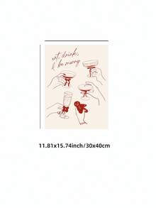 1 pieza Póster de impresión de bebida navideña sin marco, decoración de carrito de bar de vacaciones, impresión de brindis, comer, beber y ser feliz, pintura de arte de pared de lienzo para sala de estar, dormitorio, decoración de dormitorio, póster divertido, decoración de pared, impresiones de dormitorio, arte de bebida navideña, decoración de carrito de bar, póster de cóctel navideño, impresión de alegría festiva