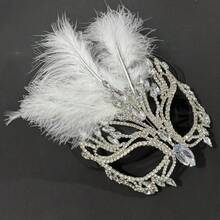 万圣节几何水晶钻面具，镂空闪亮水钻脸部饰品，适合化妆舞会