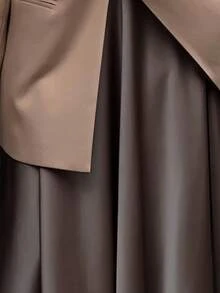 EARO Falda de satén de unicolor para mujer de talla grande, de moda, de alta gama, versátil y elegante para la primavera - gris marrón - Ver 5