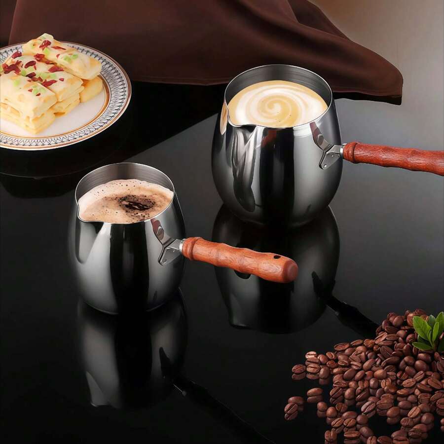 1 pieza Acero inoxidable 304 Taza para arte de latte,Diseño con mango de madera, herramientas para arte de latte, herramienta de pico puntiagudo para barista, accesorios de taza para flores de café y té con leche,espuma de leche - Usos: Año Nuevo, Día de Acción de Gracias, Navidad, artículos de cocina Rama, uso en fiestas, comedor familiar, suministros de cafetería de alta gama, regalo especial, uso en la barra del bar - Plateado - Ver 1