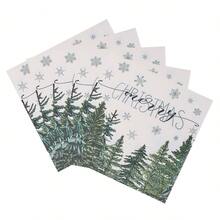 20pcs/40pcs/60pcs,Beige Pine Tree Snowflake Merry Christmas Napkins,13*13inch Christmas Pine Tree Snow Hand Towel For Party Lunch Dinner Kitchen Bathroom,Tree Flower Snowflake Disposable Paper Napkins For Birthday Holiday Party Supplies