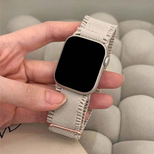 1 Stück einzigartiges Spitzenband, dehnbar, aus Nylon, kompatibel mit Apple Watch 38mm 40mm 41mm 42mm 44mm 49mm 46mm, verstellbarer weicher elastischer Riemen mit Blumenkante, kompatibel mit Apple Watch SE Ultra Series11/ 10/9/8/7/6/5/4/3/2/1 für Frauen und Männer