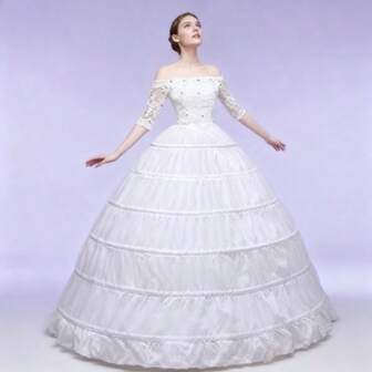 1 st. 6-håls underkjol för kvinnor, lämplig för bröllopsklänningar, formella tillfällen, Halloween, julkostymer och rollspel