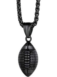 Richsteel 3D/Basketball/Soccer/Baseball Ball Boxing Glove Cool Pendant Men, 316L Stainless Steel Sneaker Chain,Sport Fan Jewelry - 01-黑色足球 - 查看 1