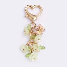 3D Flower Keychain In Pink Gold Alloy, Double Lobster Clasp Key Ring With Vibrant Floral Charm, Chic Bag & Wallet Pendant, Cute Gift For Women - Màu tím - Xem 11