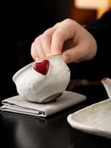 1/2/4pcs Ceramic Teacups With Cream-Colored Interior, Minimalist Ins Style Single Cup For Ladies, Cute Girly Small Cup, Suitable For Tea Drinking, Chatting, Gathering, Garden Talk, Home Reception And Restaurant Photography